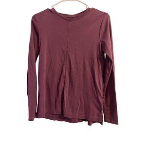 J Jill Crew - Neck High Low Long Sleeve Tee  Maroon 100% Pima Cotton Size XS